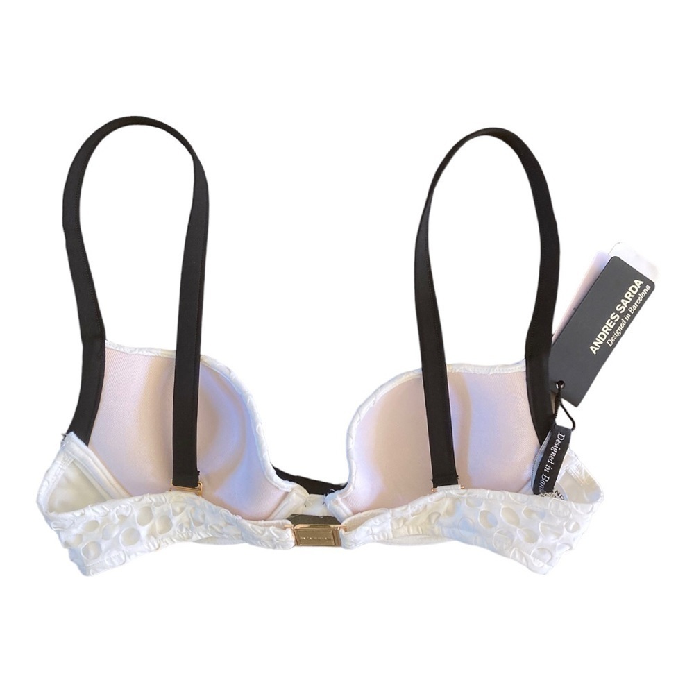 Andres Sarda Fazenda Bow Accent White Bikini Top NWT 32B - Picture 3 of 7